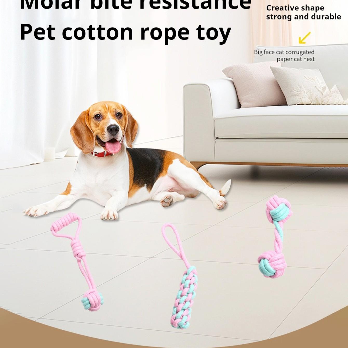 Pet Handmade Rope Chew Toy, Dental Cleaning Teething Biting Toy, Self-Entertainment Puzzle Toy for Small Dogs, Interactive Chewing Toy