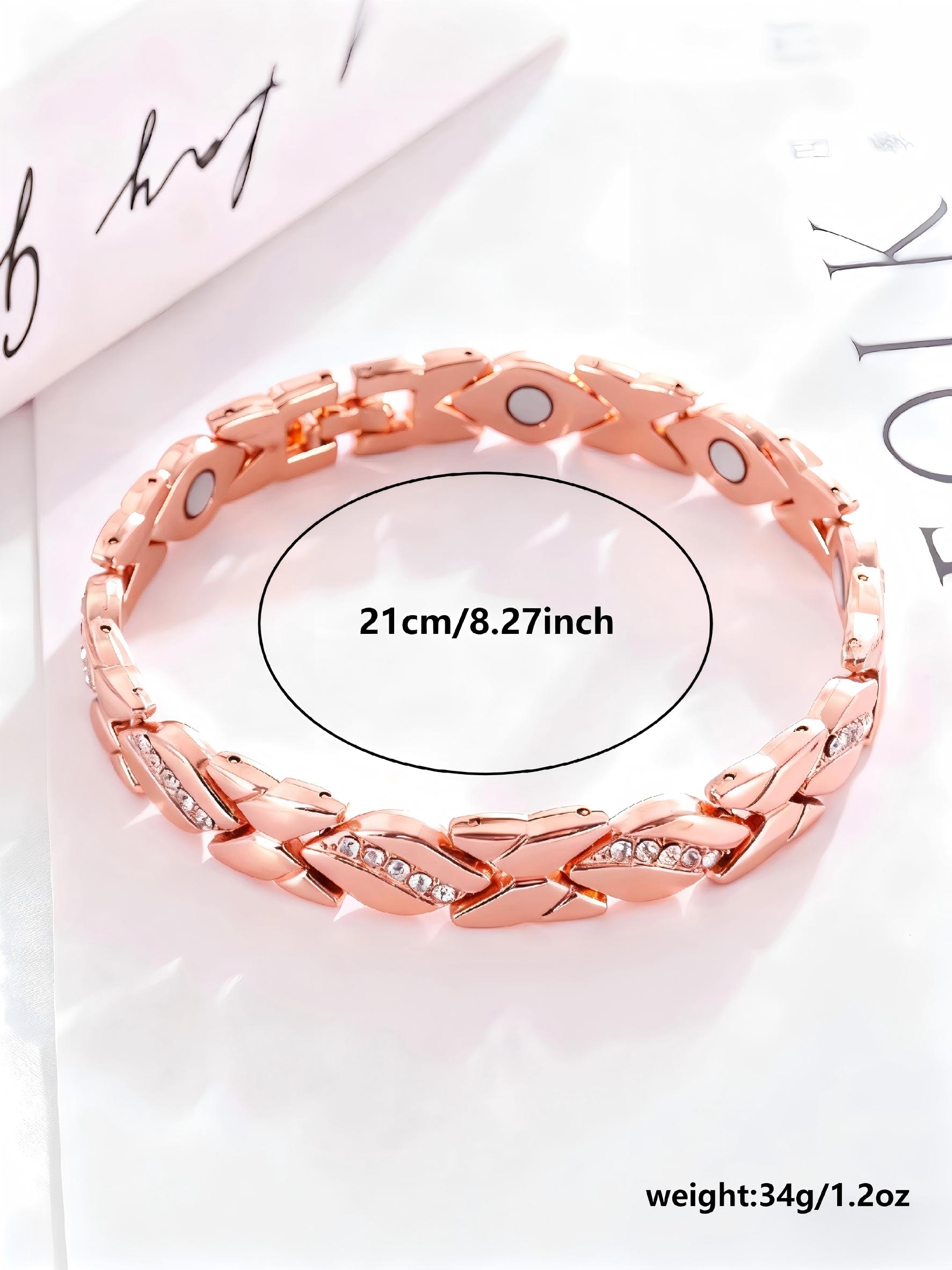 【Valentine's Day gift】Women's Leaf Bracelet, Pure Copper Magnetic Bracelet with Diamonds, 3500 Gauss Effective Magnet, Outdoor Fun Accessory