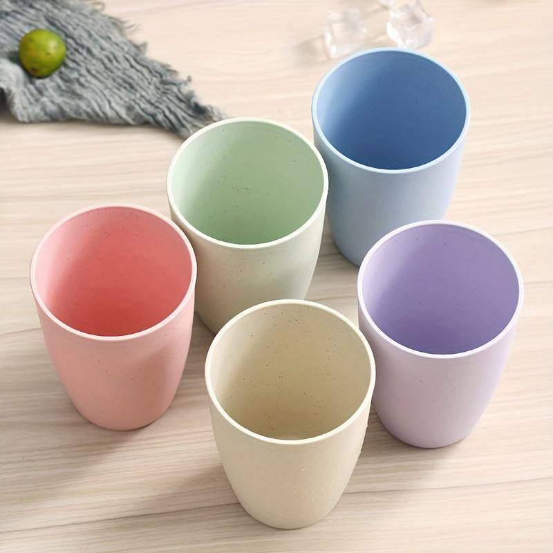 5pcs 5 Colors Reusable Plastic Cups - Multicolor, Stackable Tumblers for Kitchen, Office & Travel - Durable Drinkware