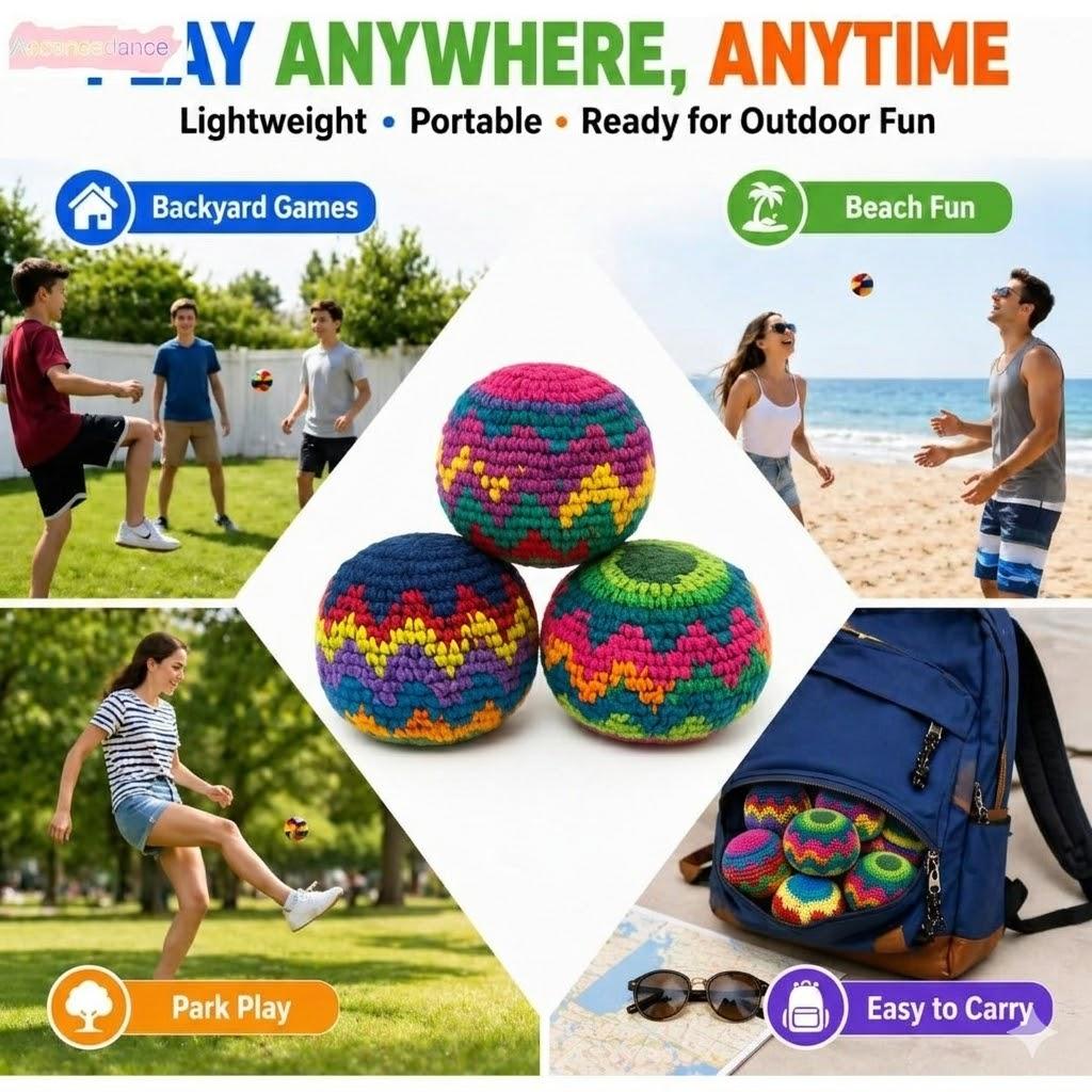 3PCS Handmade Crochet Hacky Sack Set, Boho Aesthetic Footbag Juggling Balls For Outdoor Play, Retro Summer Games For Kids Adults, Coordination Training Equipment For Backyard Party, Trendy Kick Sack Gift For Teens Girls Boys