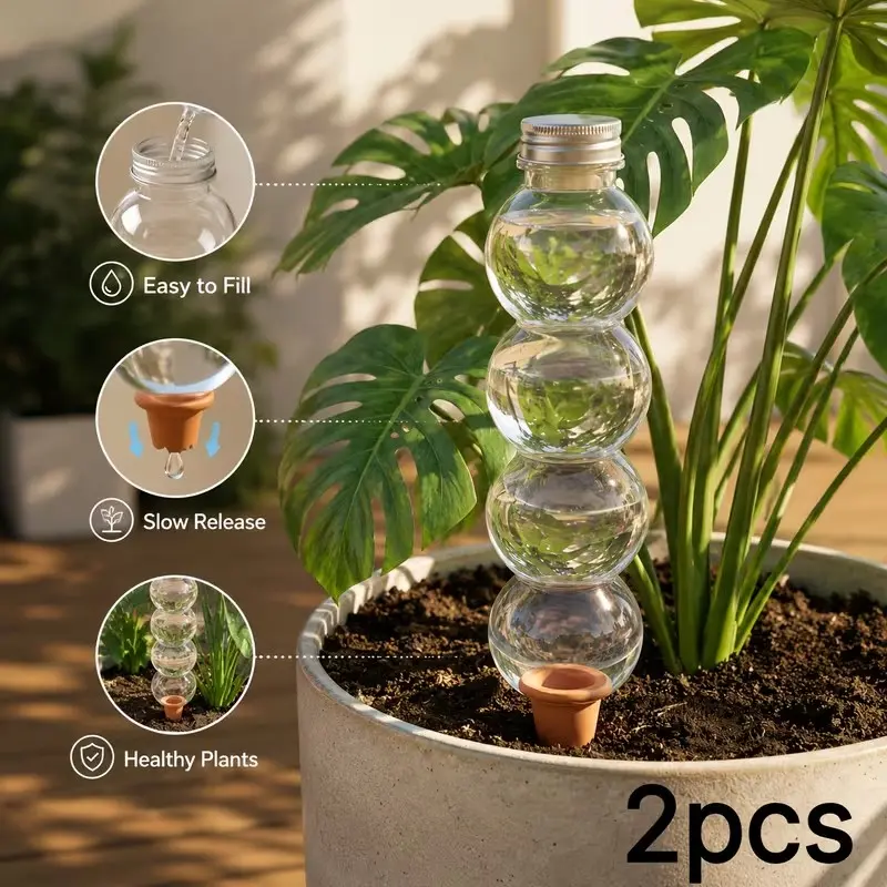 2 Large Capacity Automatic Watering System, Clay Head Slow Release Drip Irrigation, Indoor Outdoor Plant Care, Garden Supplies