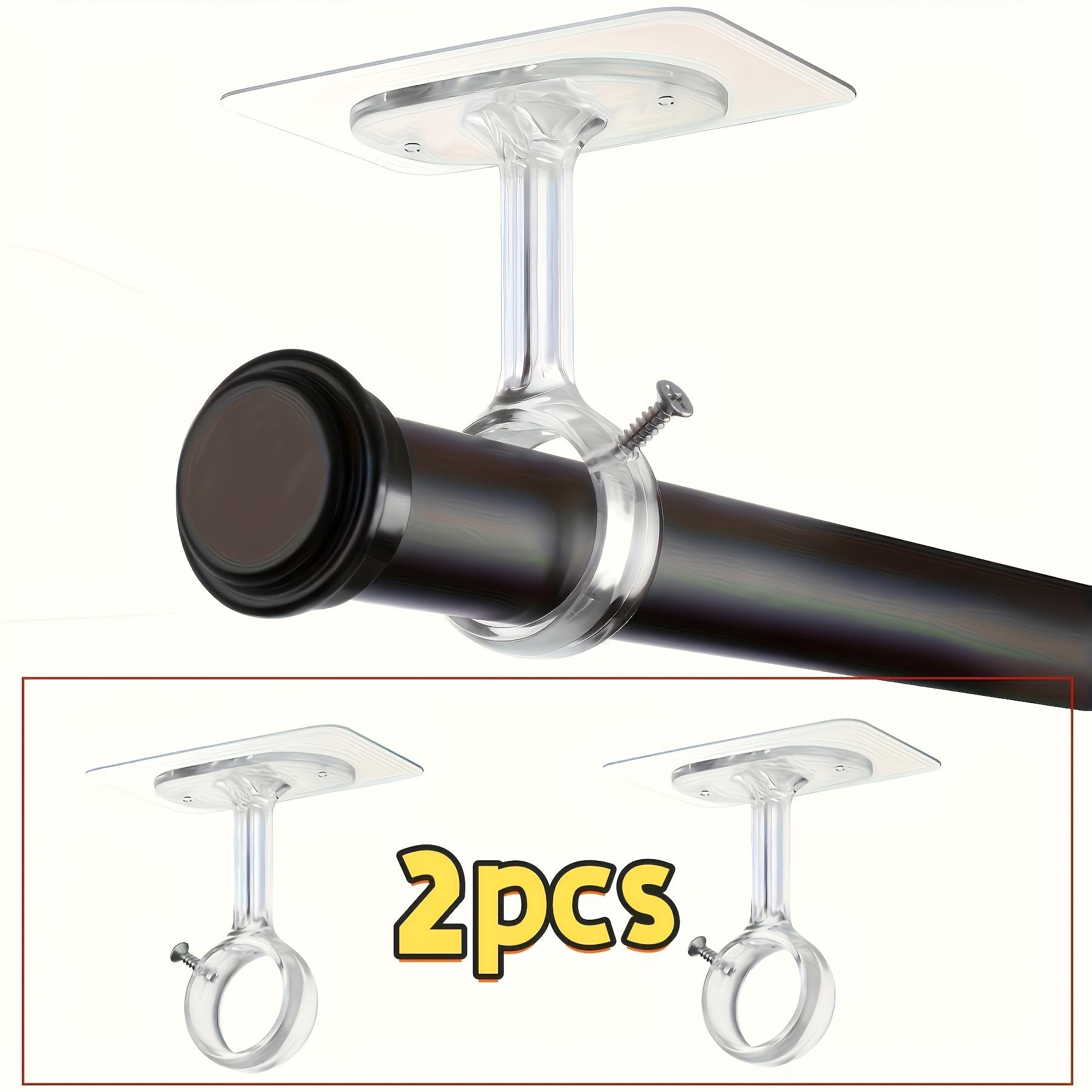 Self-Adhesive Adjustable Curtain Hooks, No Drill Ceiling Rod Brackets, Multifunctional Version for Closet & Bedroom