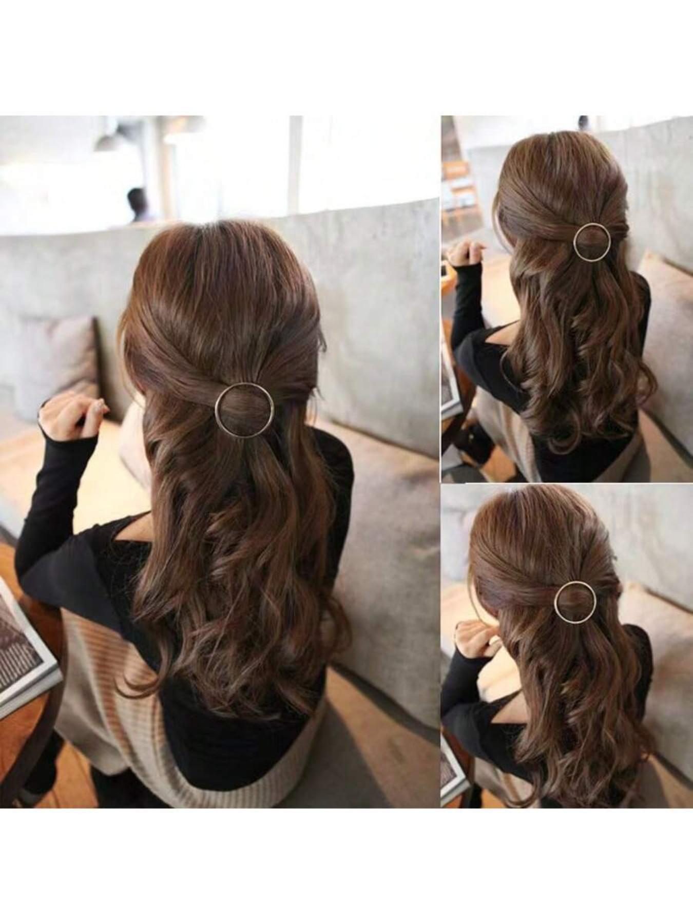 Retro Simple Round Side Clips Set, Geometric Design Hairpins for Stylish Updos & Everyday Wear, Durable Metal Material