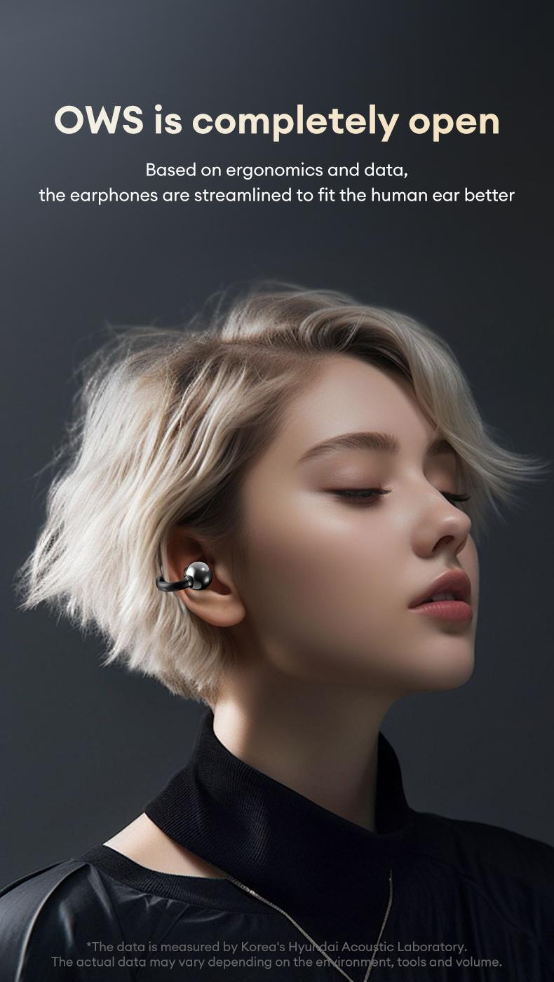 HYUNDAI C02 Clip-On Wireless Headphones with Bluetooth 5.4 Full-Color Touch Screen Electronic Audio Earbud Headset for Music & Phone Calls