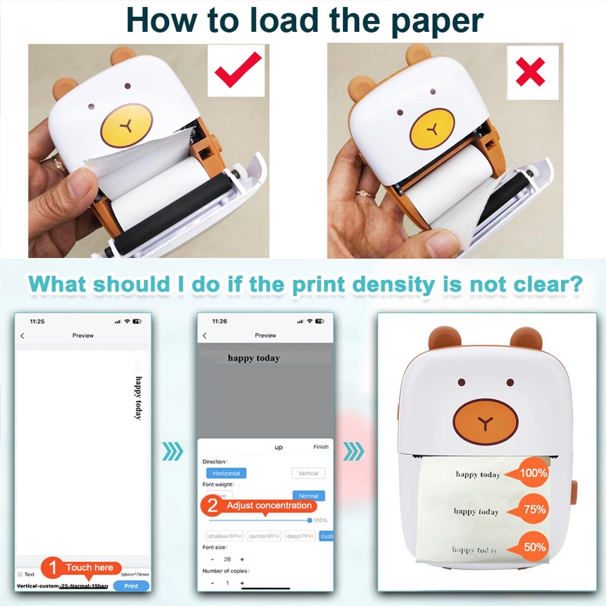 Mini Printer Portable Inkless Sticker Maker Compatible with iOS & Android, Ideal for Notes Photos Labels Text To-Do Lists, Thermal Label Maker