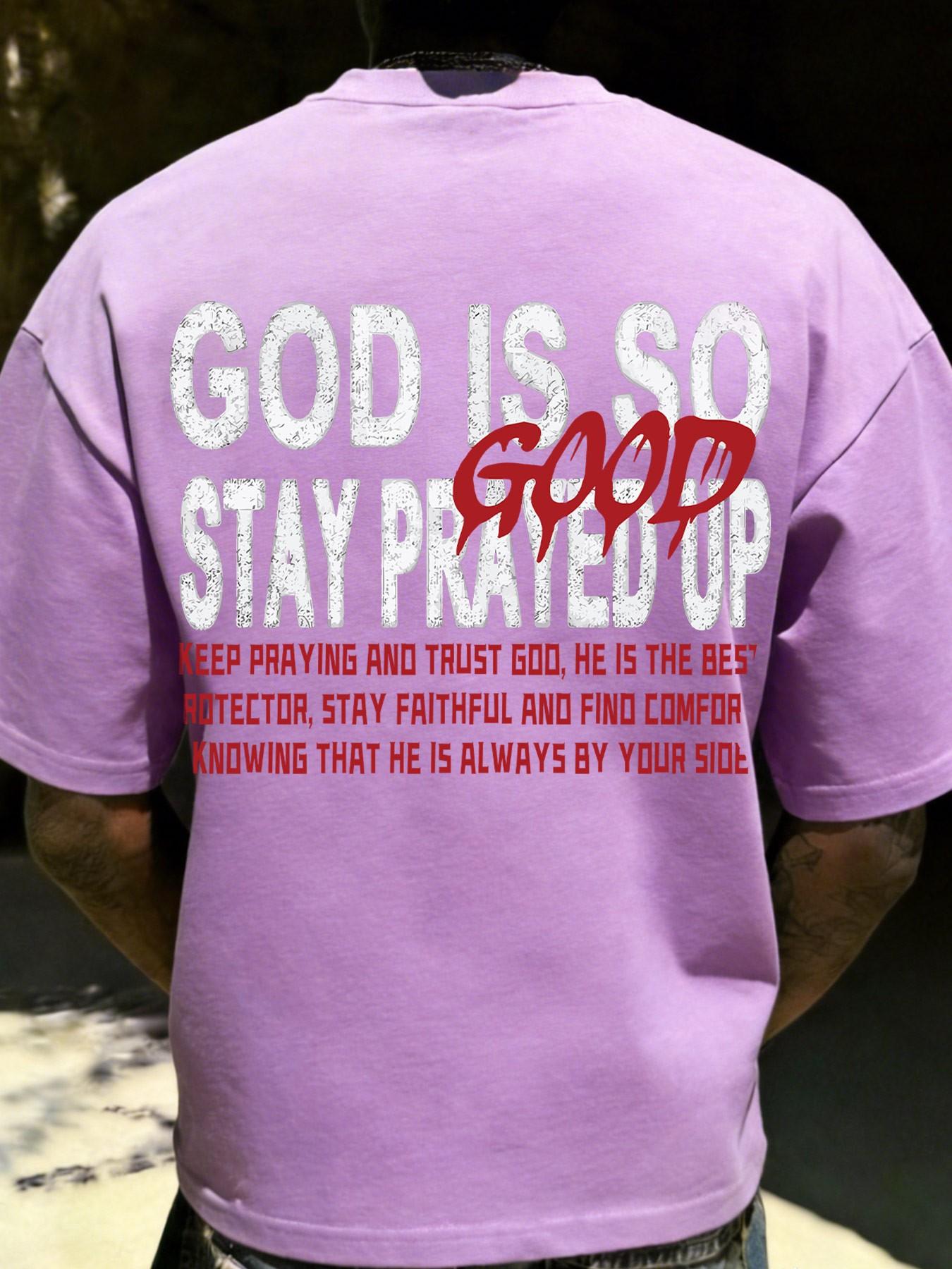 God Is so Good Faith Theme Print American Retro Style Short Sleeve T-Shirt, Casual Loose-Fitting Apparel, Without Collar and Button
