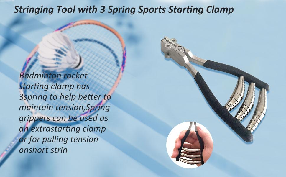 Tennis stringing Machine, Badminton Ball Machine Stringing Clamp, 3 Spring Sports Starting Clamp for Tennis Badminton Racket Stringing