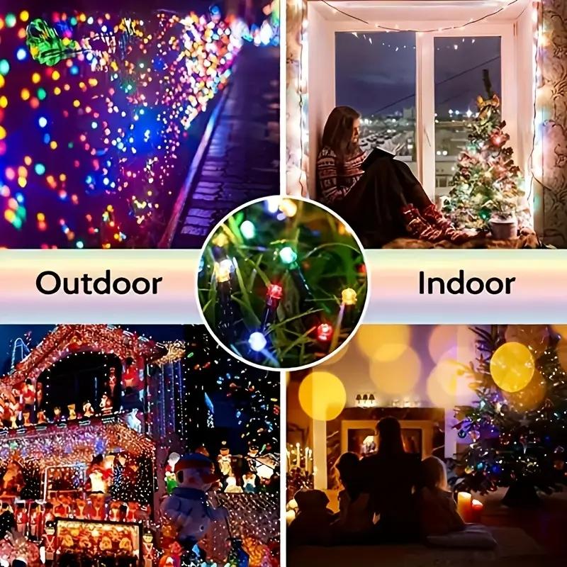 2pack Solar String Lights, 200 LED Christmas Lights with 8 Modes, Ip65 Waterproof Outdoor Garden Yard Wedding Birthday Party Decorations