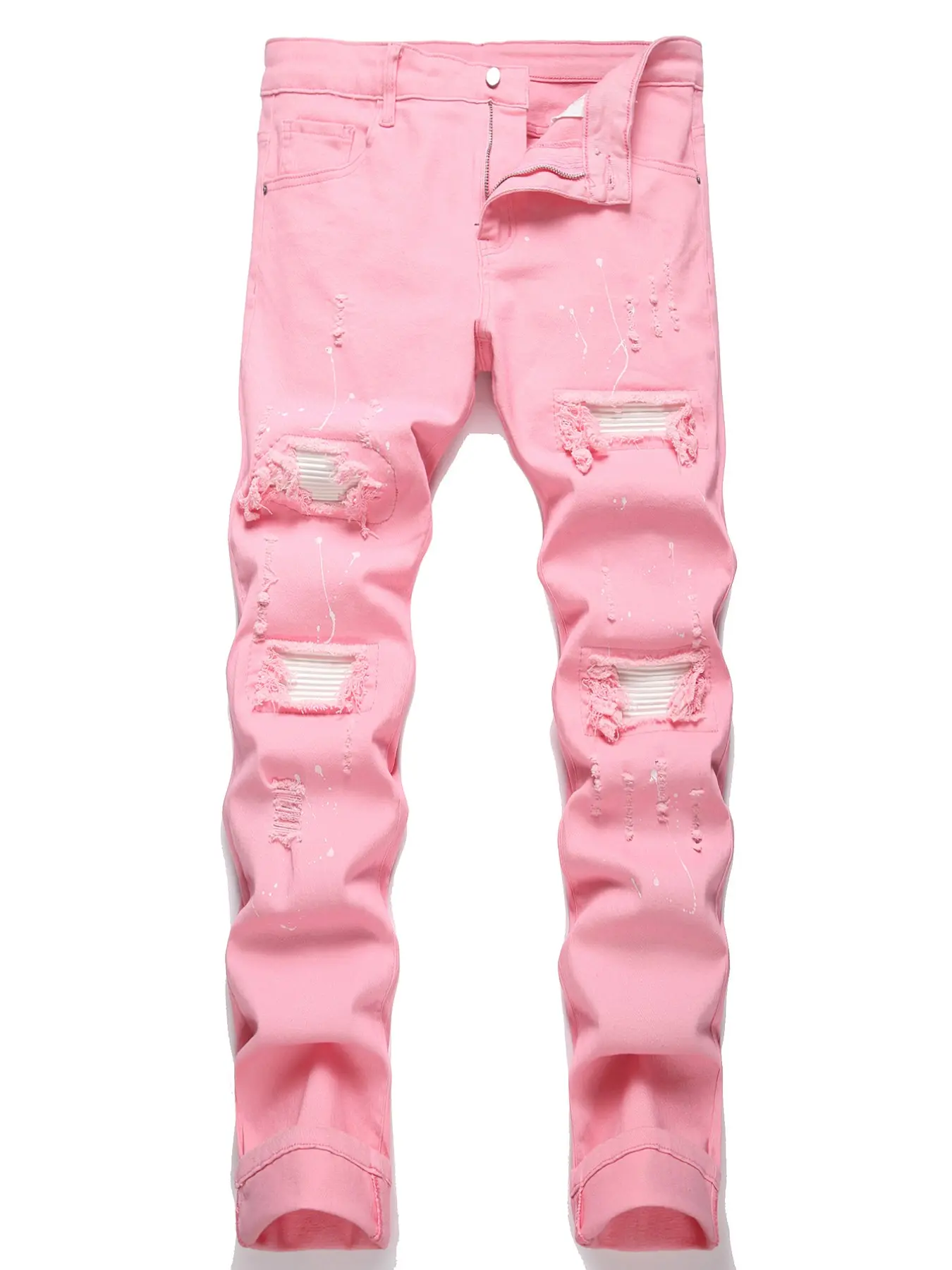 Men's Streetwear Vintage Ripped Jeans, Fashionable Stretch Denim for Casual Wear, Comfortable and Stylish, Suitable for All Occasions