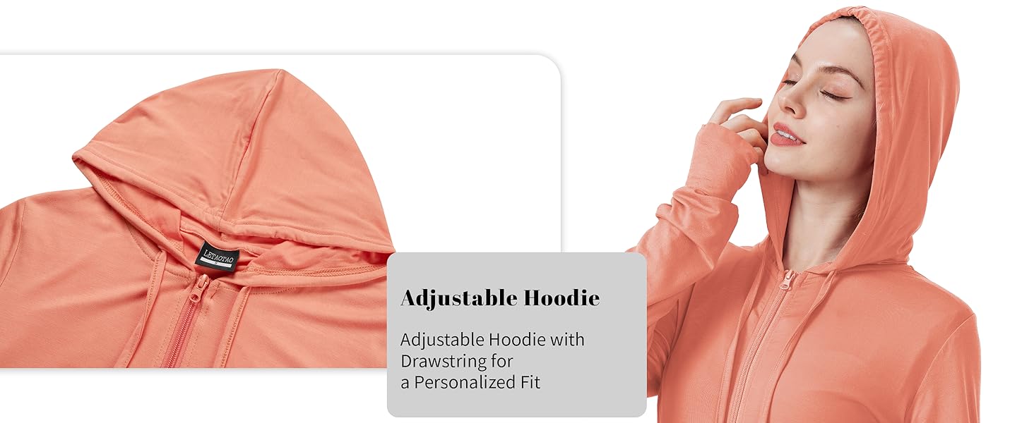 LETAOTAO Womens' Lightweight Zip Up Hoodies Stretch Thin Summer Jackets For Women