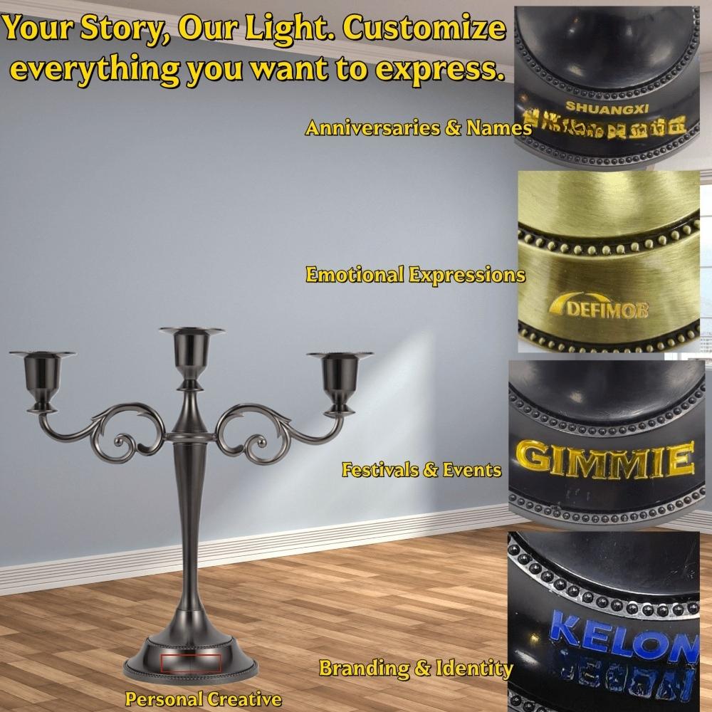 Dandat Black 3-Arm Candlestick | Gothic Metal Taper Candle Holder Modern Industrial Style Centerpiece for Home, Kitchen, Wedding, Anniversary & Hotel Decor