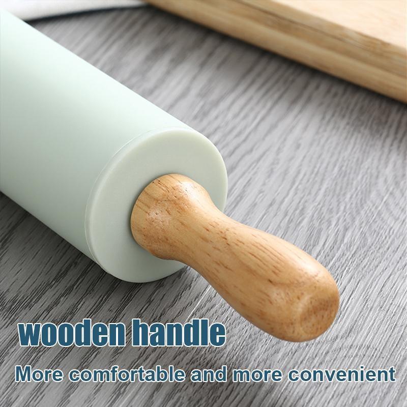 Silicone Rolling Pin & Baking Measuring Mat, 2 Counts Including 1 Non-stick Pastry Mat and 1 Dough Roller, Baking Tool