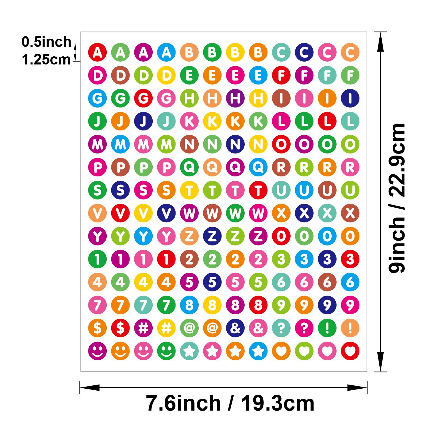 Colorful Round Alphabet Stickers Set, 6 Sheets/sheet, Waterproof 0.5-Inch Letters & Numbers, Ideal for Scrapbooking, Journaling, DIY Projects