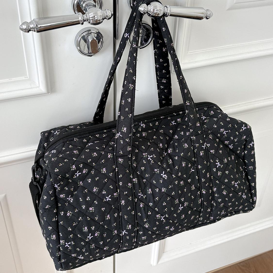 Instagram-style floral print soft quilted patchwork travel bag/gym bag with zipper; soft fabric weekend travel bag suitable for women.