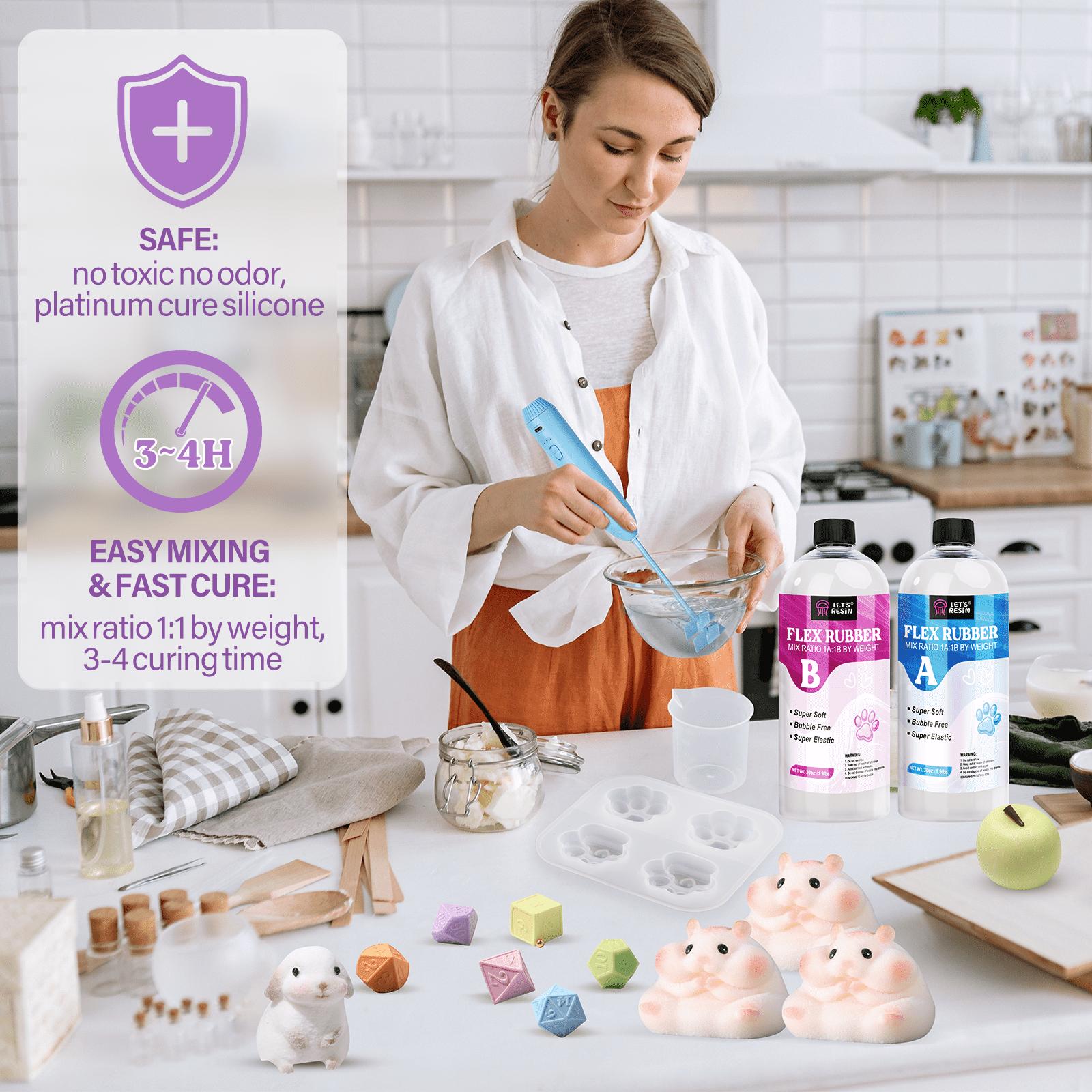 Liquid Silicone Squishy Maker Gel, Super Soft Silicone Rubber Making Kits 1:1 AB Mix Molding Cats/Dogs Paw, Hamster & Dragon Taba Squishy Making All-in-one Kit,DIY Decompression Gift,Silicone Pigment Dye for Taba Squishy, Stress Relief Toys - LET'S RESIN