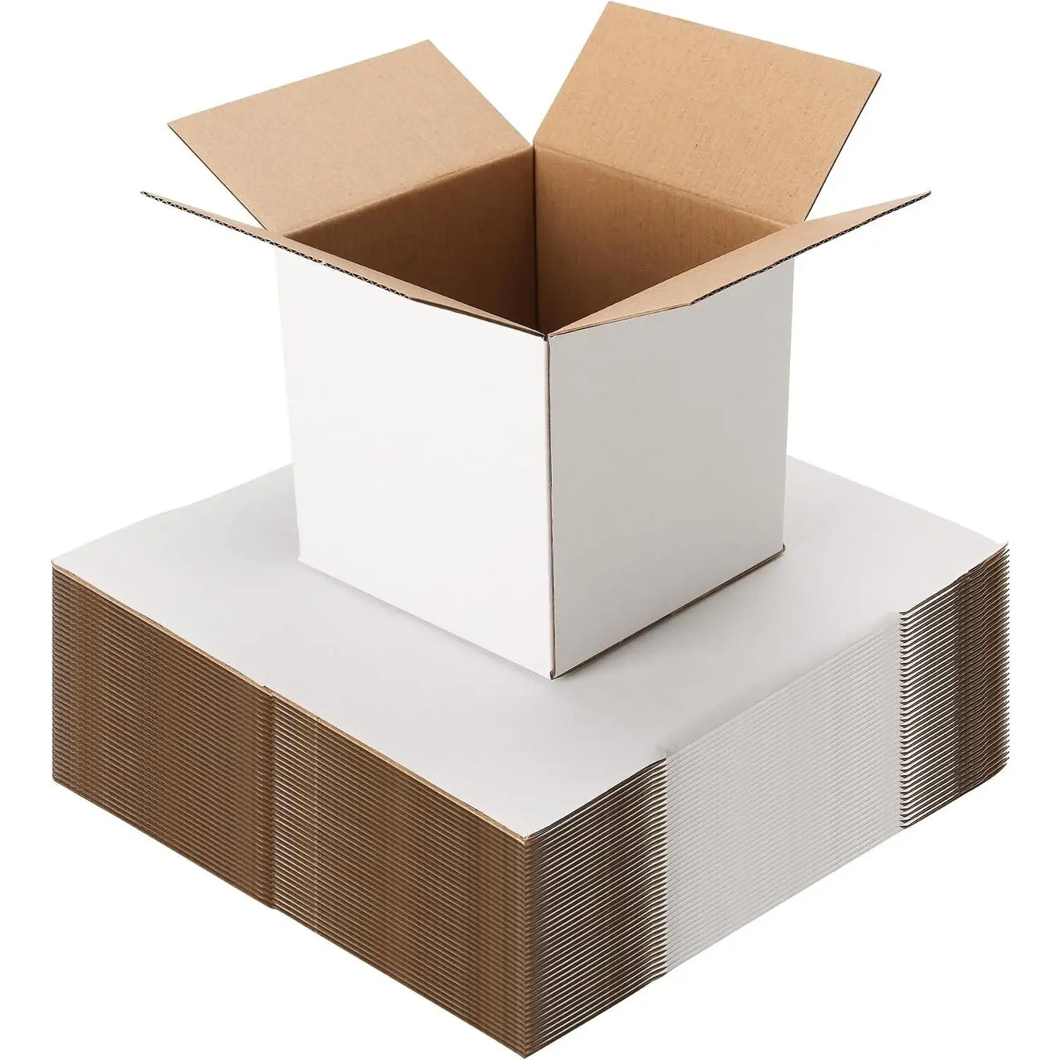 40 Pack 5x5x5 White Corrugated Shipping Boxes for Small Business, Small Cardboard Boxes for Packaging, Moving, Mailing, and StoringGift