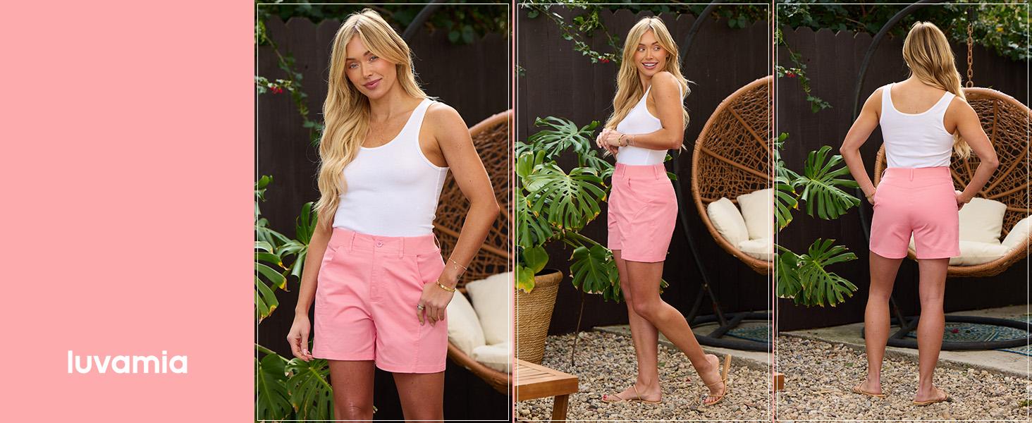 luvamia Shorts for Women Trendy Casual Summer High Waisted Chino Shorts Ribbed Elastic Waist Comfy Shorts with Pockets Womenswear Bottom Fitted Minimalist jorts jean shorts luvamia Shorts for Women Trendy Casual Summer High Waisted Chino Shorts Ribbed Elastic Waist Comfy Shorts with Pockets Womenswear Bottom Fitted Minimalist jorts jean shorts