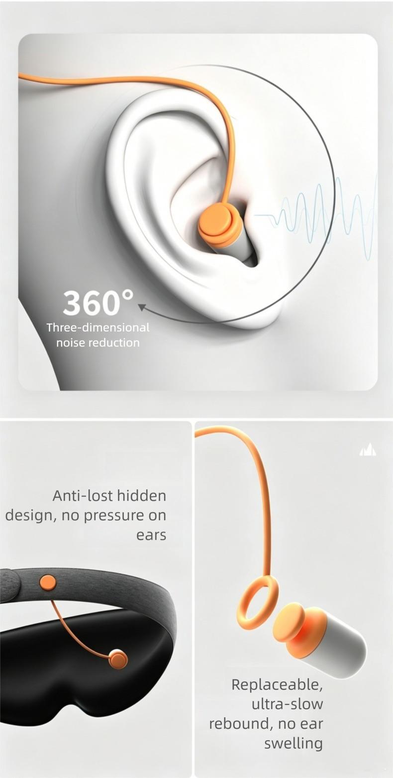 Detachable 3D Sleep Eye Mask And Earplug Integrated, A Must-Have Sleep Aid With Adjustable Soft Eye Protection, Light Blocking, Noise Reduction, And Effective Sound Insulation And Treatment For Insomnia.Suitable For Travel, Camping, Gift Giving.