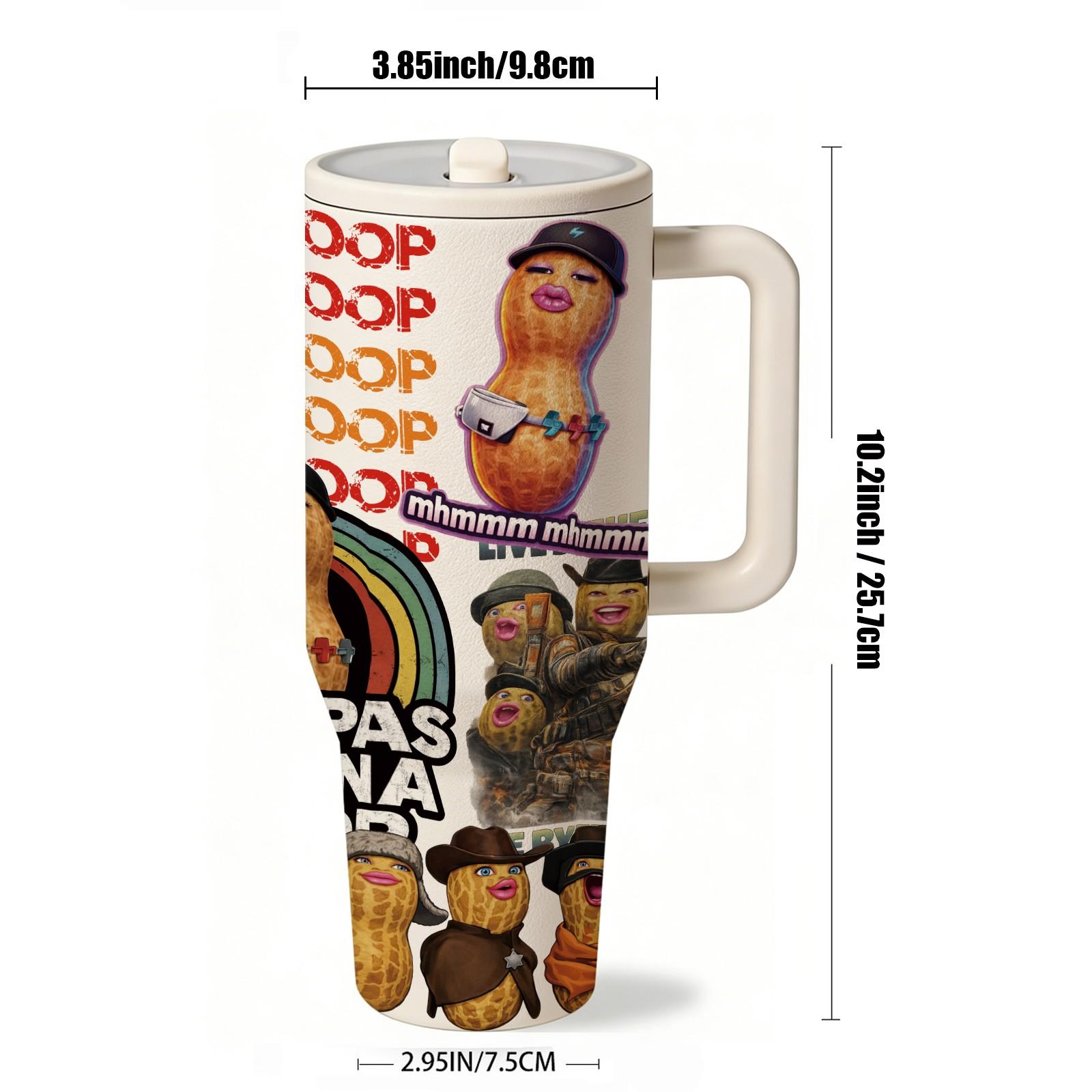 1 Pc 40oz insulated tumbler, funny meme tumbler, double wall vacuum mug, leak proof travel mug with handle, emoji aesthetic cup, hot cold drinks 12h hot 24h cold, viral funny gift for women men, reusable coffee mug, trendy tumbler