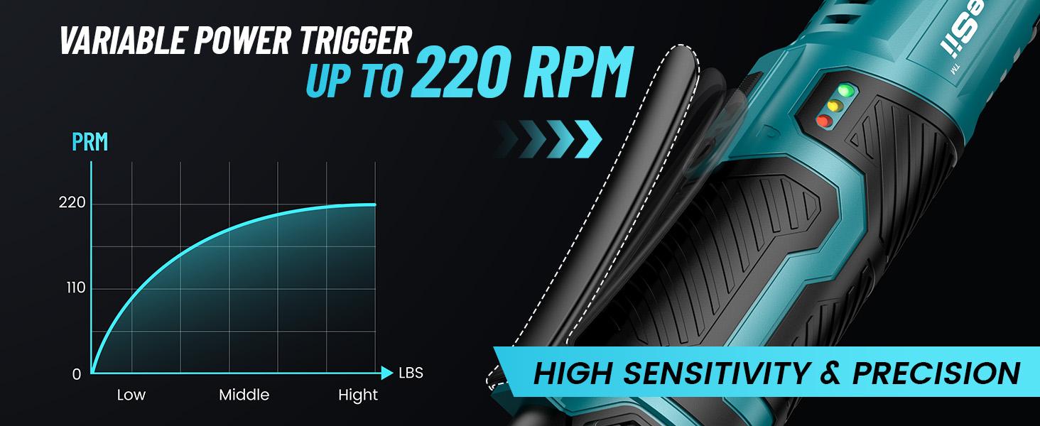 Seesii 3/8" Long Neck Ratchet Wrench Kit, 40Ft-lbs 6" Extended Cordless Ratchet Wrench / 2x2.0Ah Batteries & Fast Charge, Pistola De Impacto, 220RPM Variable Speed Ratcheting Wrench w/ 7 Sockets, dealsforyoudays Outdoorfun