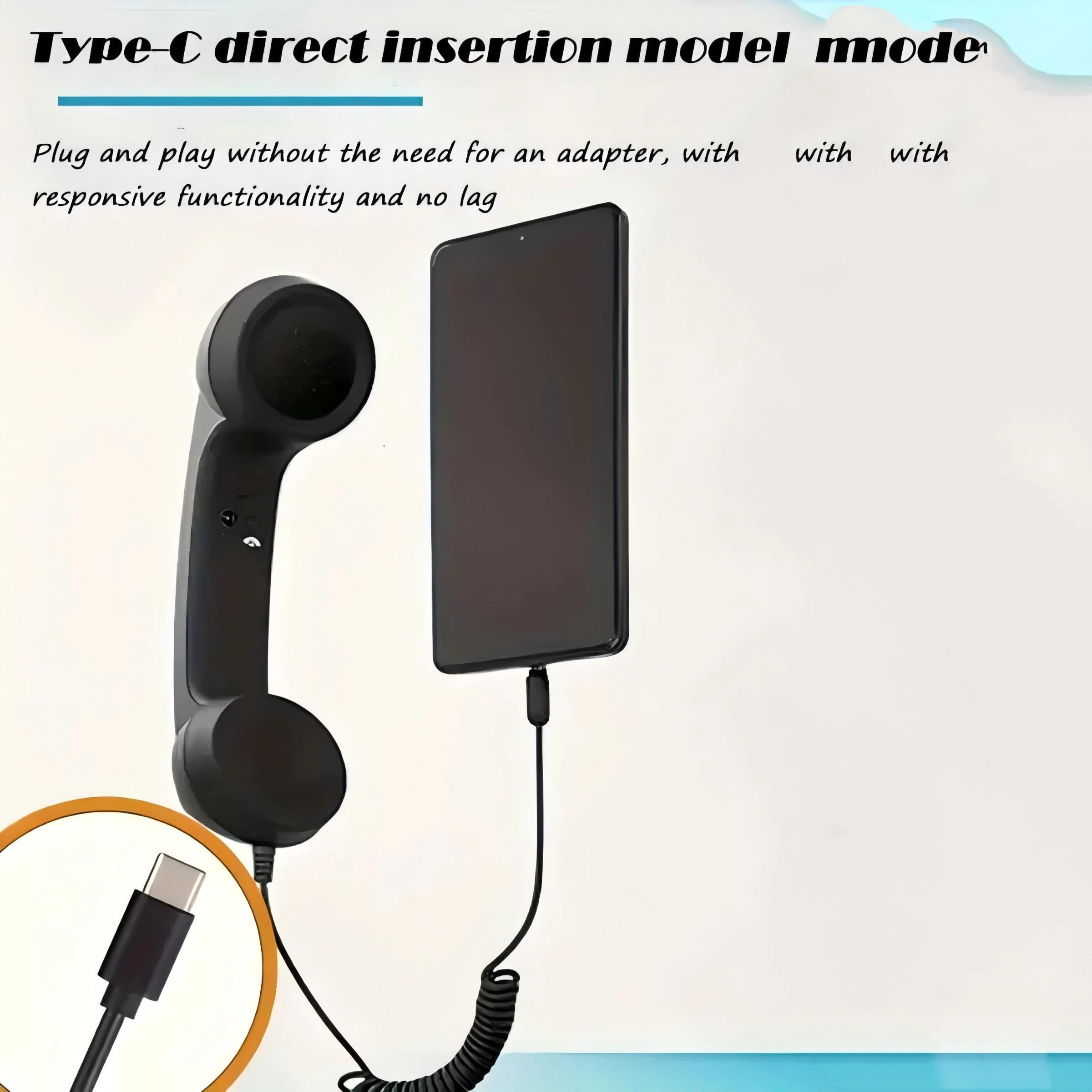 New Type-C Direct Plug Phone, Retro Silent, No Converter Needed, External Call Earpiece, Ergonomic Design, Vibrant Colors, Portable Mini Audio, Headset