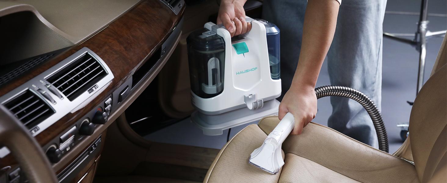HAUSHOF Portable Carpet Spot and Upholstery Cleaner, Lightweight Handheld Deep Cleaner Machine for Pet Stains, Sofa, Rug, Mattress, Car Seat and Curtain, White & Light Grey