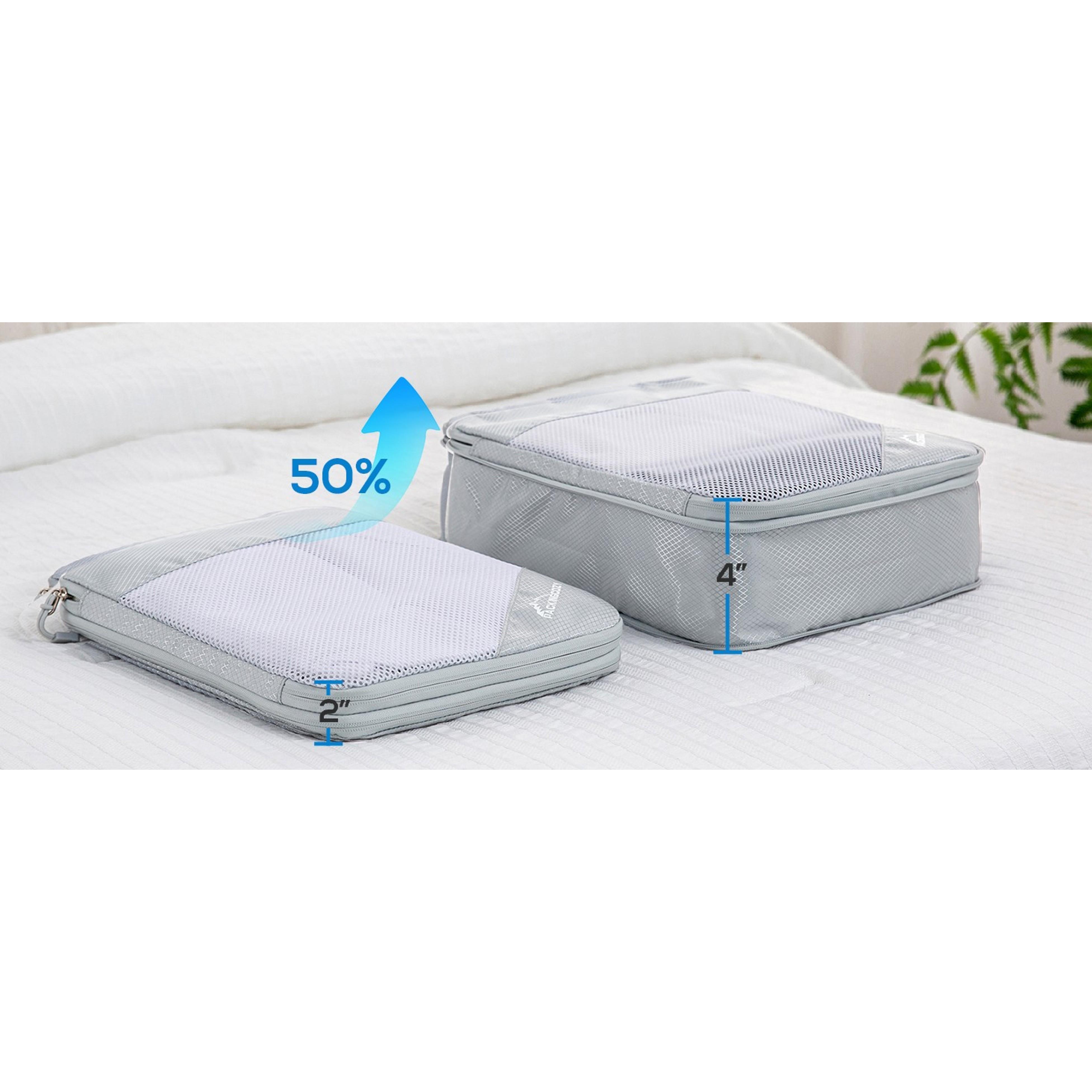 Compression Packing Cubes, 8 Set Lightweight Travel Compression Organizer for Carry On and Suitcases, Black and GreyGift