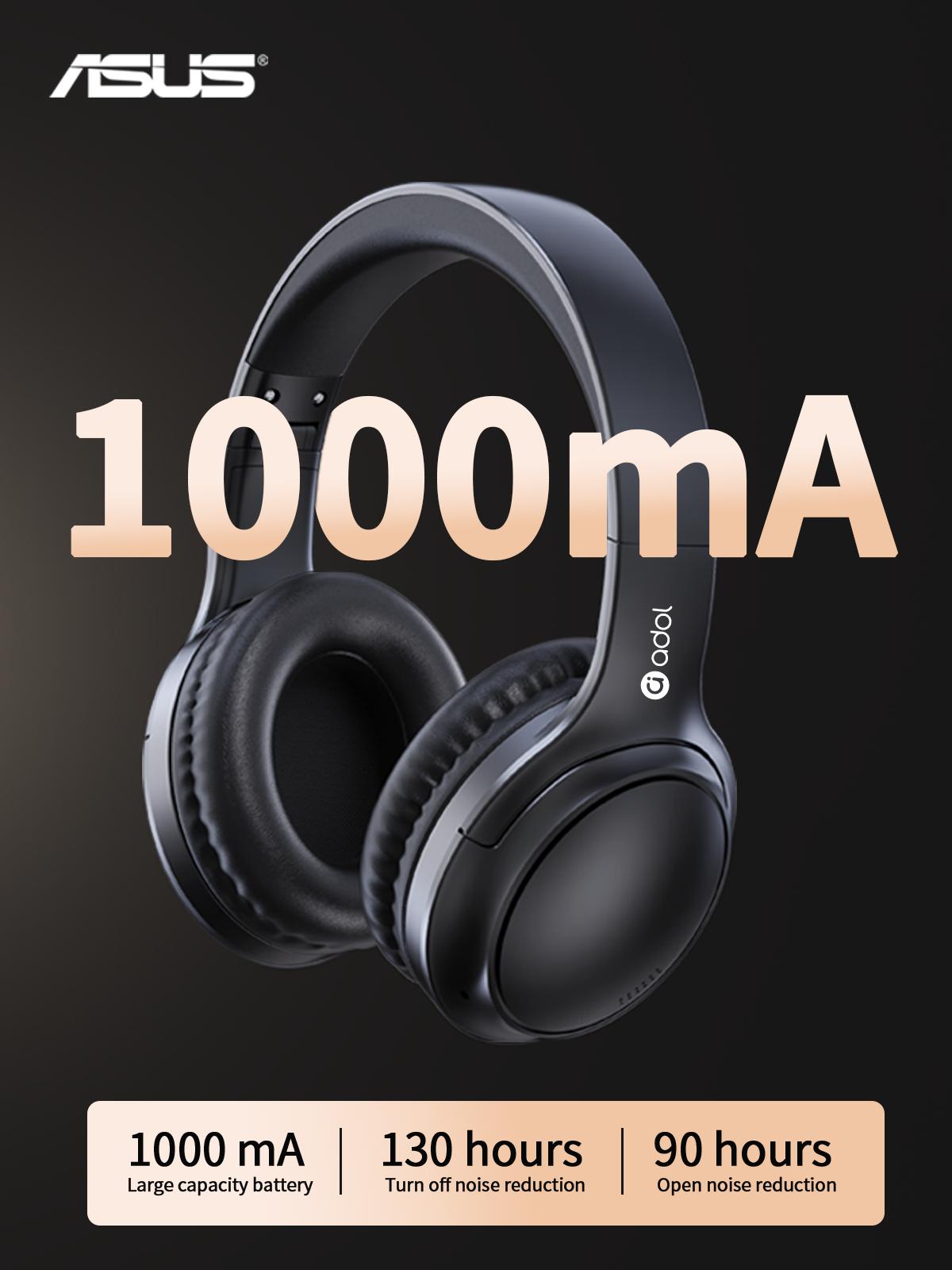 Asus Adjustable ANC Headphones with Built-in Microphone, Foldable Design, 130H Battery Life, Wireless Game Headset for Gaming & PC - Black