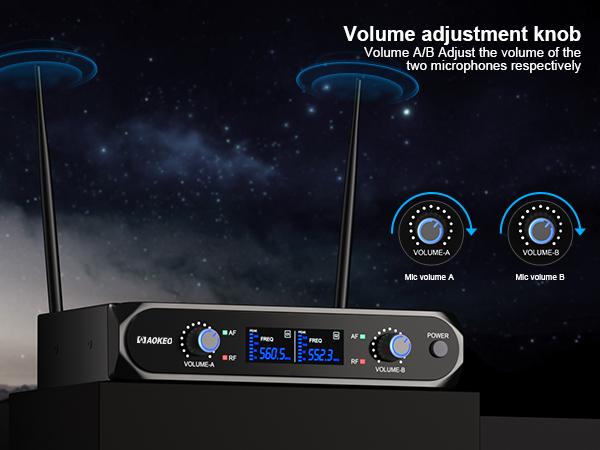 Aokeo V200 Wireless Microphone System - 100ft Range, Metal Wireless Mic Set with Case,Handheld Cordless Dynamic Microphones for Singing, Karaoke, Church, DJ, UHF