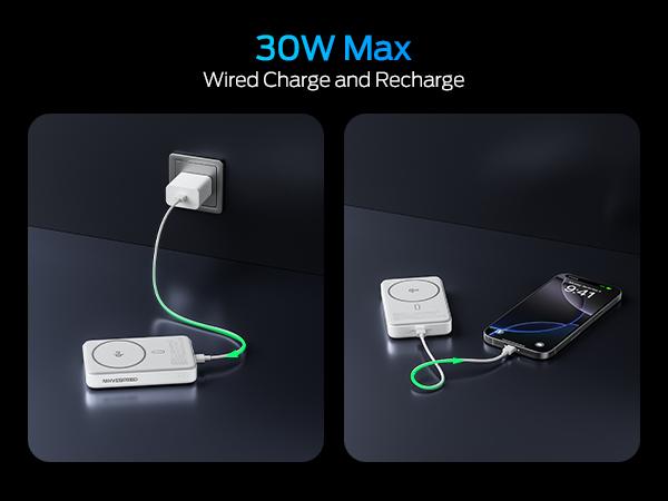 MOVE SPEED Qi2 Certified Magnetic Power Bank Kickstand, 5000mAh(0.3inch)/10000mAh(0.5inch) Ultra Slim MagSafe Portable Charger 15W Ultra-Fast Charging Portable Charger, 30W USB-C MagSlim Charger with Cable for iPhone 17, Travel Essential