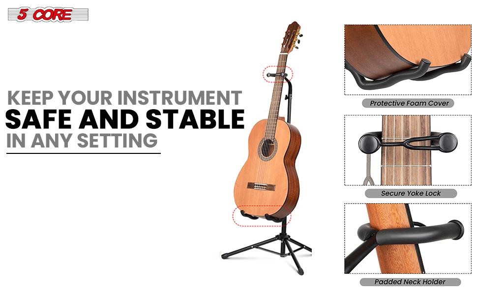 5Core Guitar Stand Pair Floor Folding Soporte Para Guitarra - Acoustic Electric Bass GSH HD 2PK