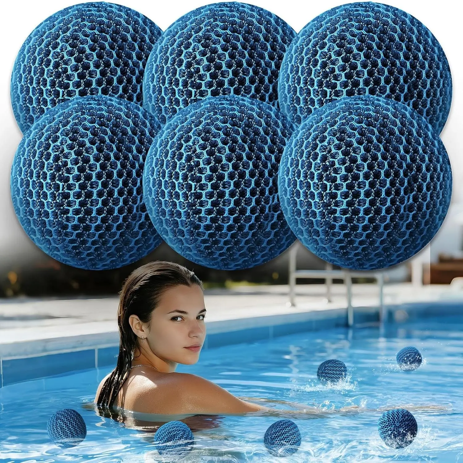 Hot Tub Scum Absorber, 6 Pack Spa & Pool Scum Eliminating Balls,hot tub scum Balls,Scum Sponge for Spa Hot Tub, Hot Tub Accessories, Oil Absorbing Sponge for Hot Tub Skimmer
