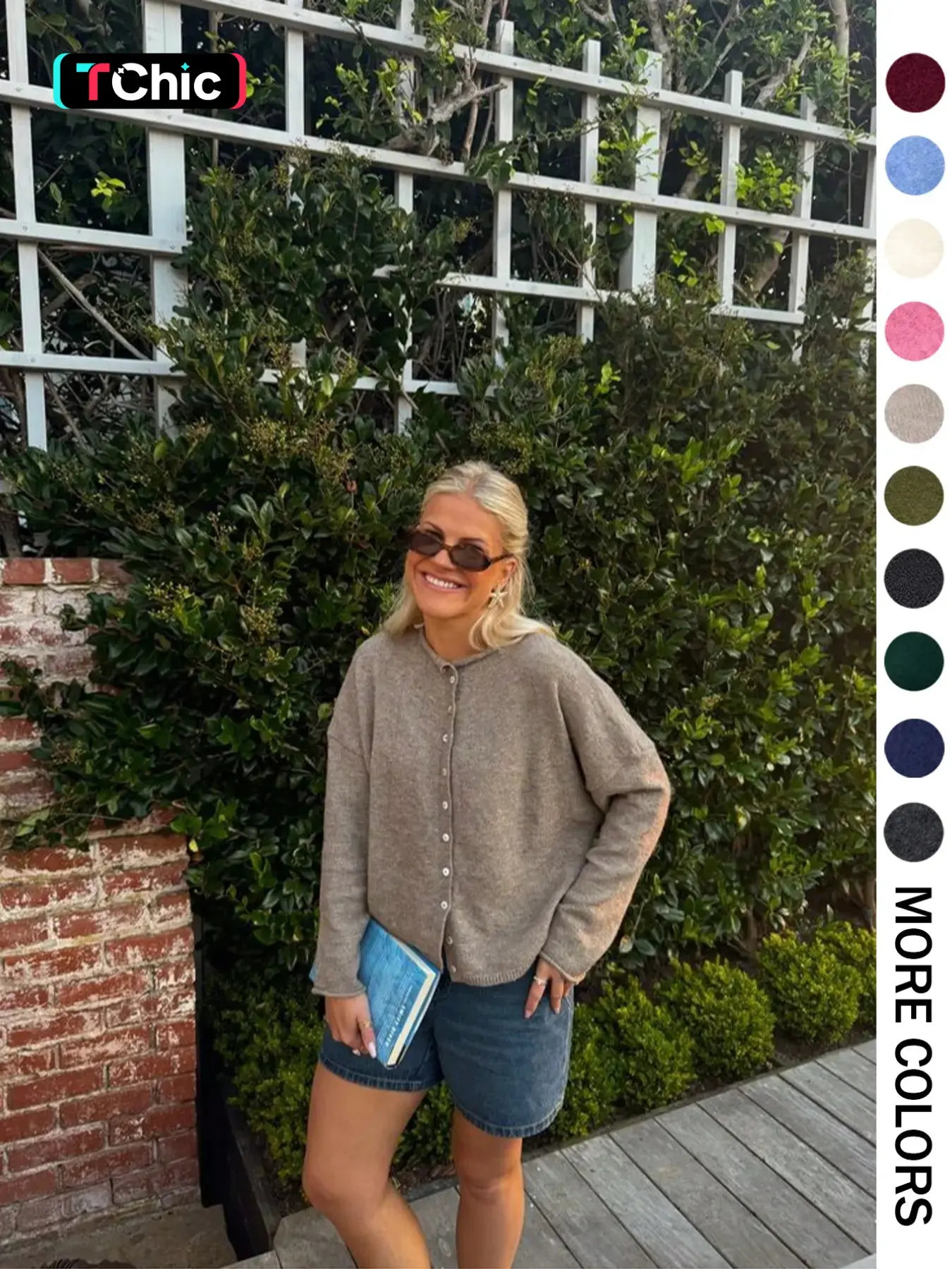 Women's Vintage Knit Cardigan with Rolled Hem, Simple Basic Solid Color Sweater Jacket for Autumn and Winter Fashion, Stylish Casual Outerwear