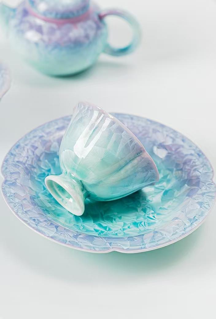 Crystal Glaze Violet-Blue Series | Teacups · Gaiwan · Teapot | Handmade Porcelain | Eastern Elegance | Collectible