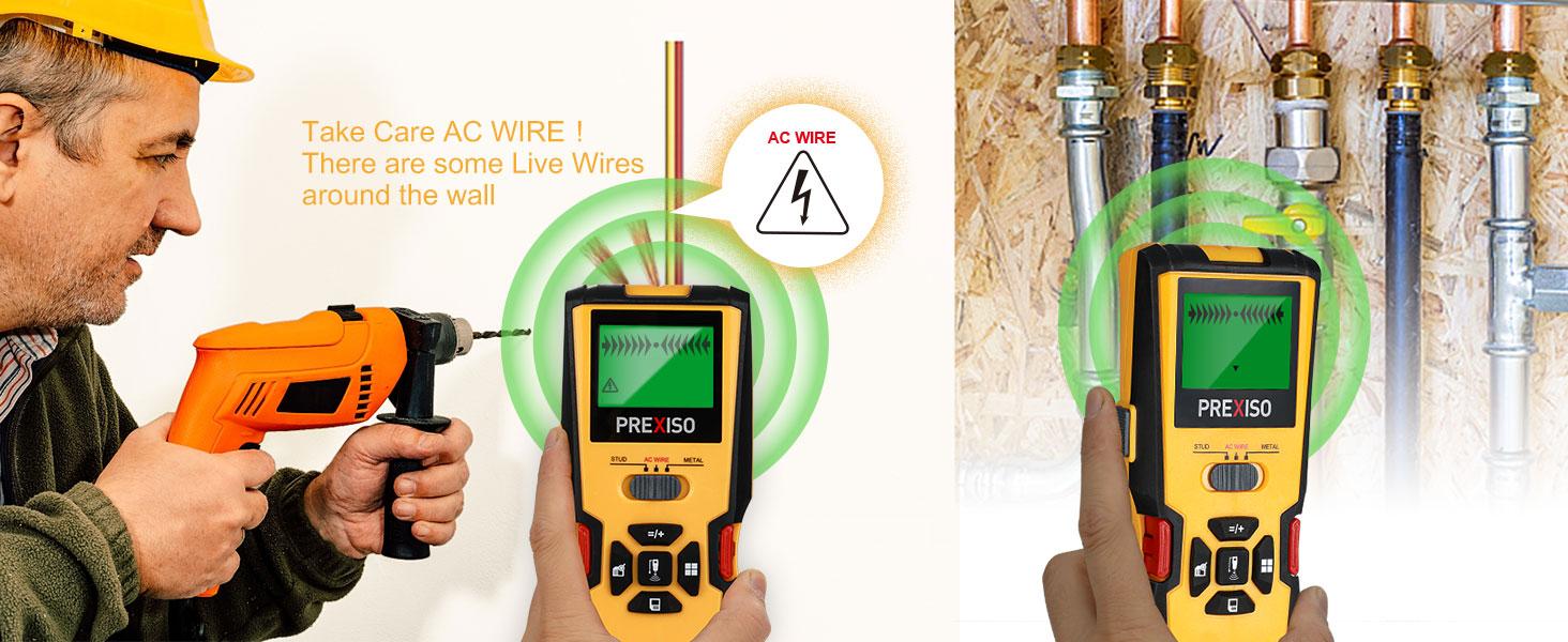 #JumpstartSale PREXISO 5-in-1 Stud Finder with Laser Level Marking & Ultrasound Distance Measure - Wall Scanner Beam Finders for Dry Interior Walls, Metal Studs - Area, Volume, Addition | Wood, AC Wire Detector