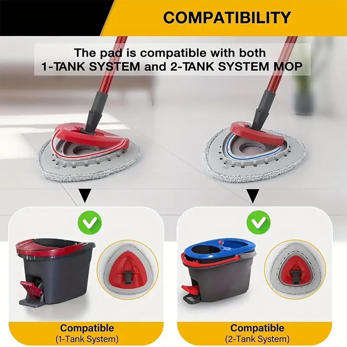 4/5pcs Rotating Mop Replacement Pads + 1 Plastic Triangle Pad, Fits O-Cedar Easywring 1 Tank & Rinseclean 2 Tank System, Spin Mop Replacements