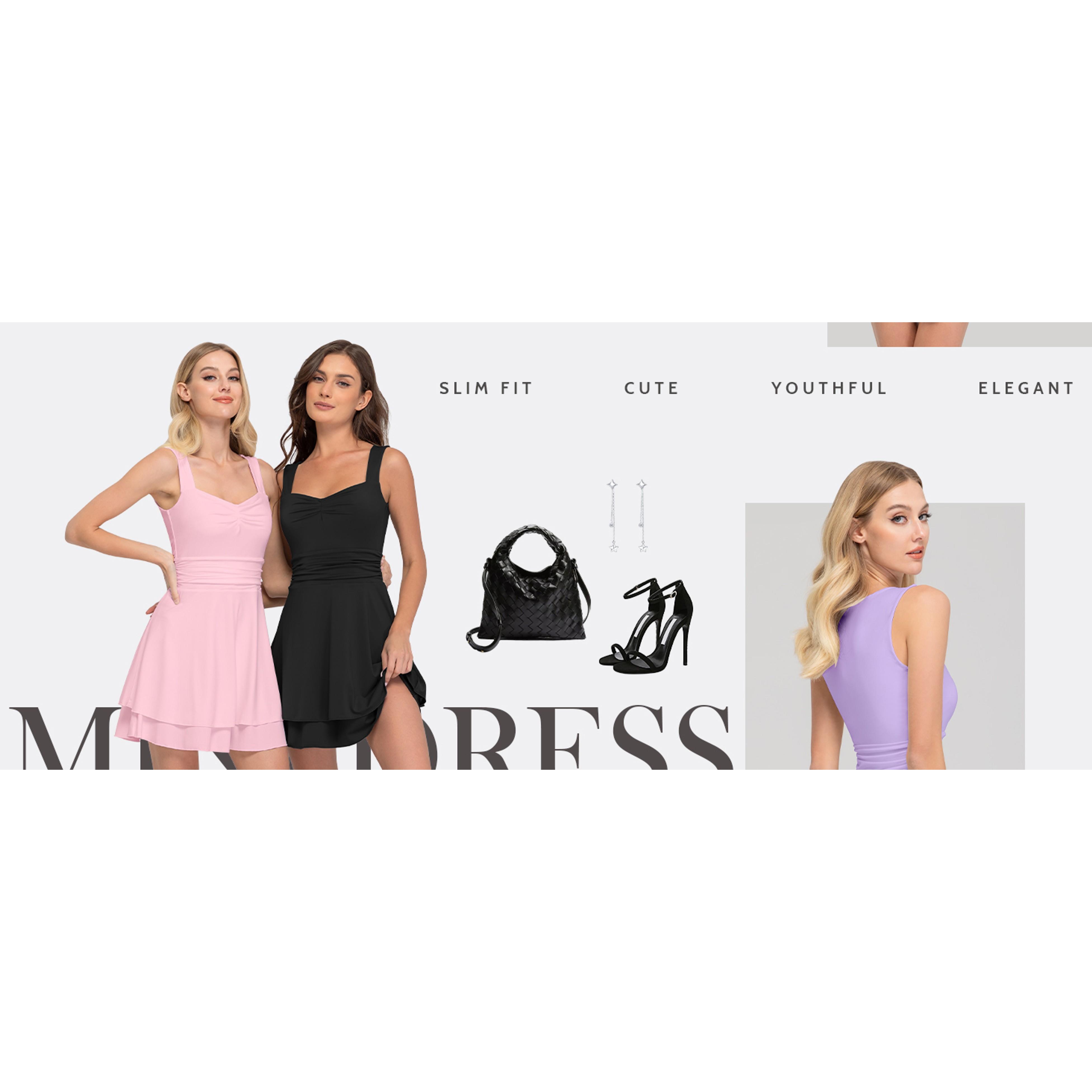 Women's Square Neck Sleeveless Ruched Waist Tiered Ruffle Hem A-Line Mini Dress for Graduation, Homecoming, Going Out, Date Night (Bodycon-Inspired Fit Option)