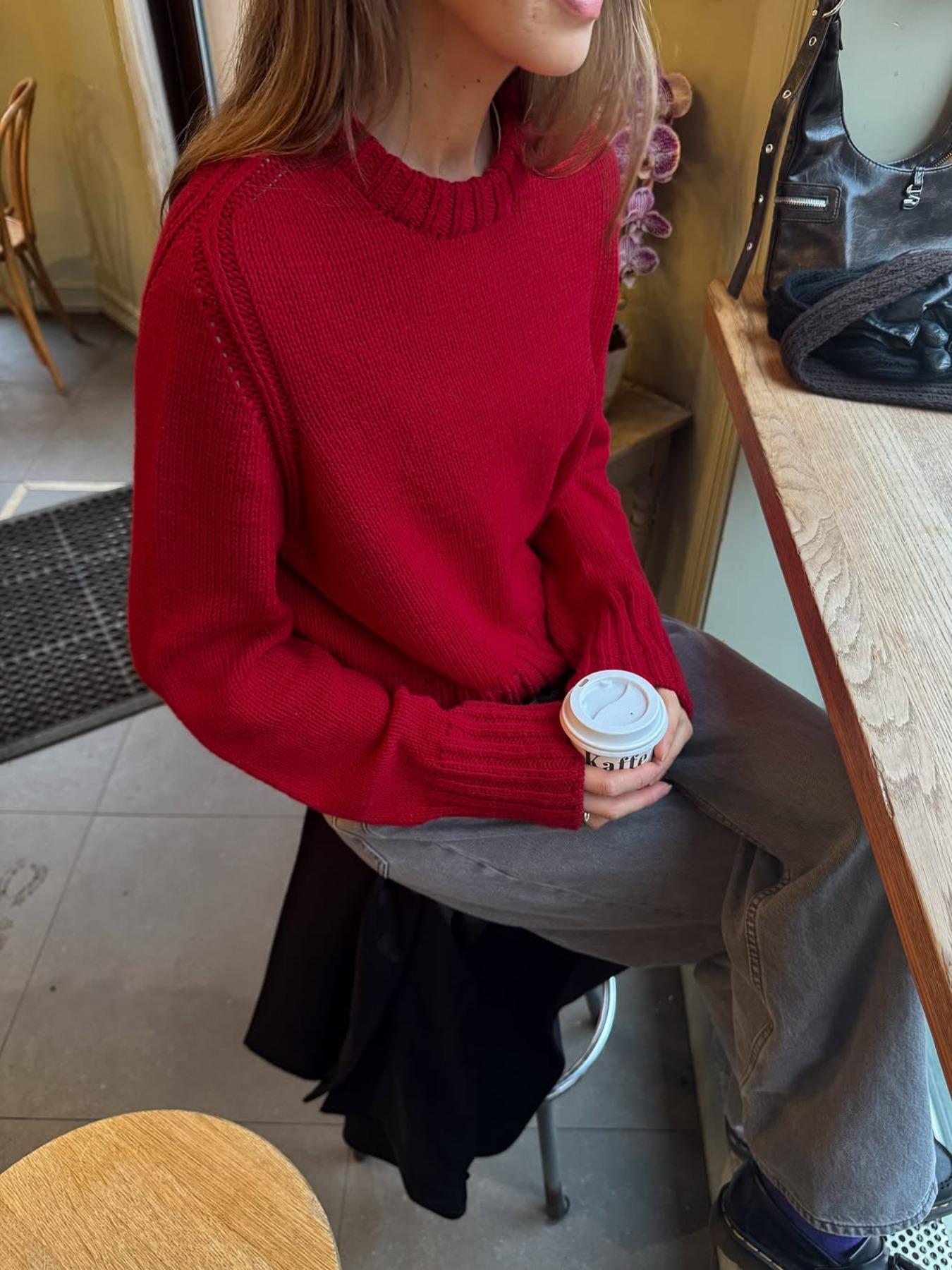 Pure Color Casual Round Neck Sweater Knitwear, Daily Commute Style, Thin Fabric,  Fall & Winter Wear, Women's Fashion