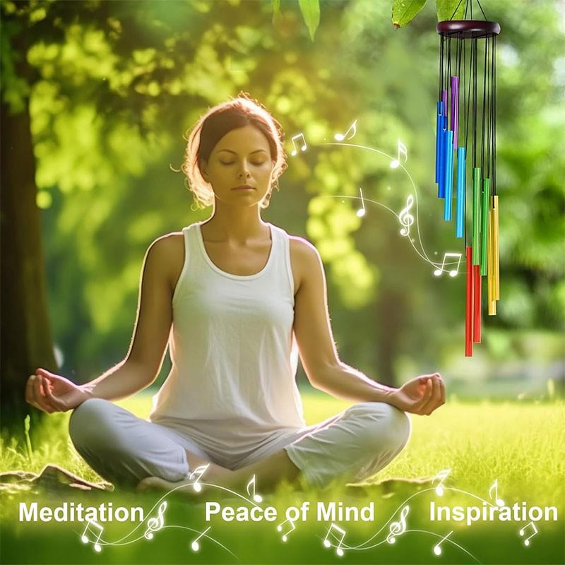 Outdoor Courtyard 12-Tube Colorful Hotel Wind Chime, Garden Balcony Decor, Healing Sound Wind Chime, Meditation Sleep Aid, Home Decoration Gift, Nordic Style, Perfect Holiday Birthday Gift