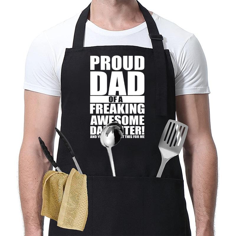 Polyester Kitchen Apron With Adjustable Neck Strap & 3 Pockets, 1 Count Unisex BBQ Apron, Birthday Present,Gift for Husband,Son & BF,Father's Day Gift,Gift for Daughter&Wife&GF,Mother's Day Gift,With Slogan"MY MEAT IS 100% GOING IN YOUR MOUTH"
