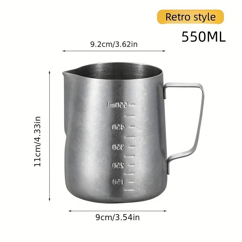 Stainless Steel Measuring Milk Frother with Volume Markings Perfect for Latte Art Coffee Decoration Home & Commercial Use