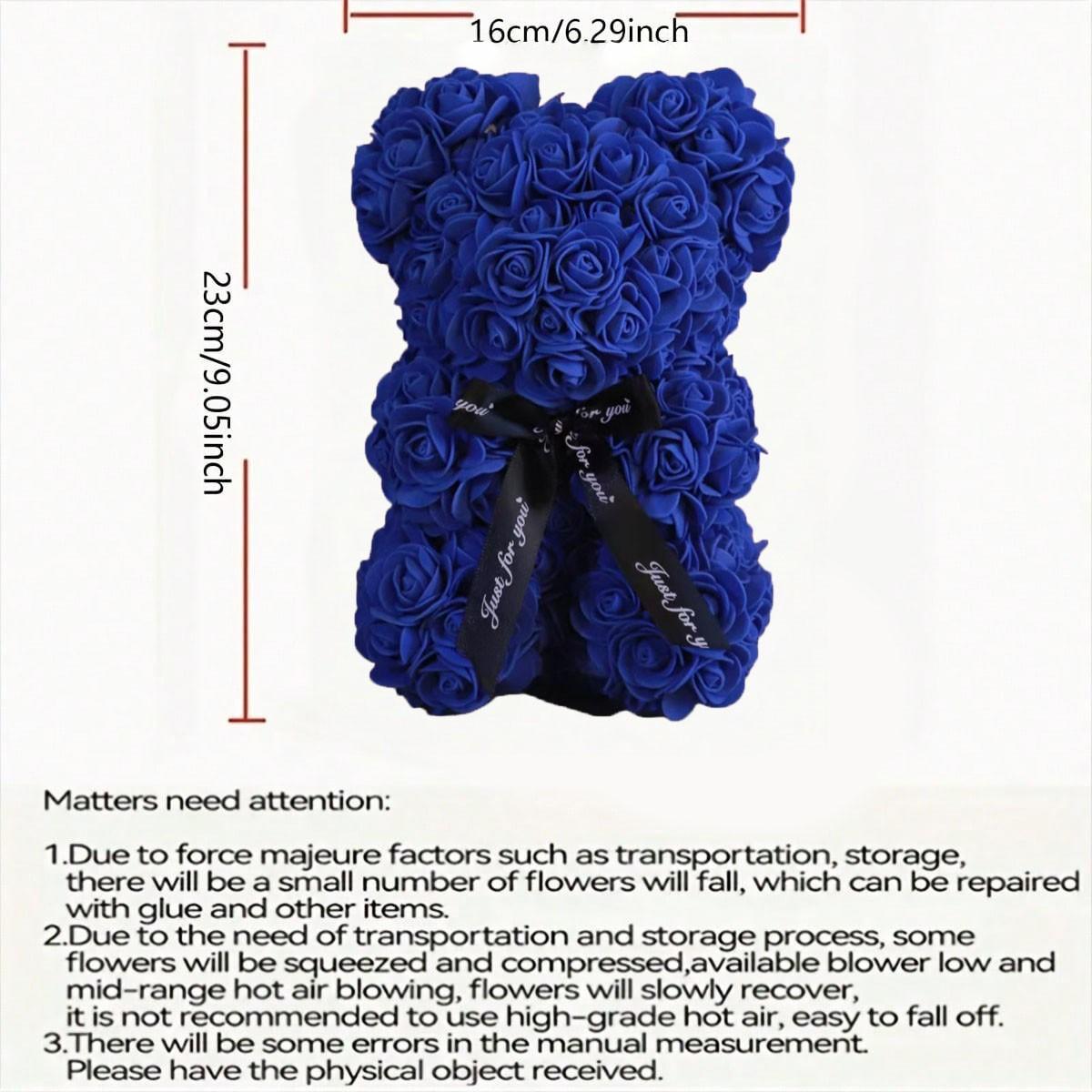 Limited Time Low Price 1 Set Blue Rose Bear Valentine's Gift, Cute Romantic Teddy Bear with Box Card, Birthday Anniversary Decoration