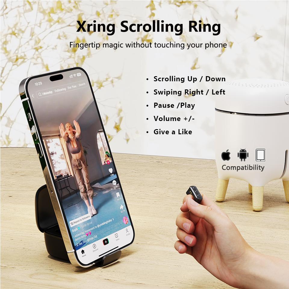 Xring Scrolling Ring Bluetooth Remote Control with Phone Stand,Remote for Selfie,Video Record,Music Control,ebook for iPhone,iPad,Android,Smartphone FathersDaygift Summervibes