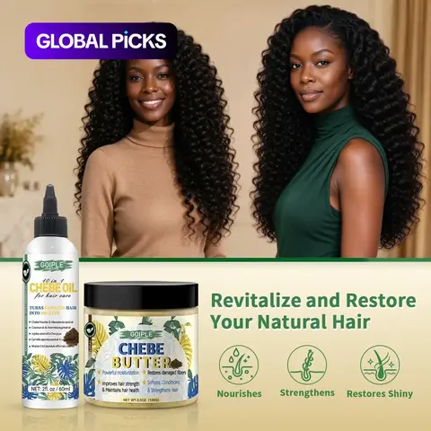 Goiple chebe care kit, butter, oil, powder, comb, for diy use, Chebe Oil & Chebe Butter Hair Treatment Kit, Natural Chebe Powder Infused, DeepMoisturizing, Hydrating, Strengthen Hair, Hair Care Duo for Men Women, Maintains Hair Health, Haircare Product