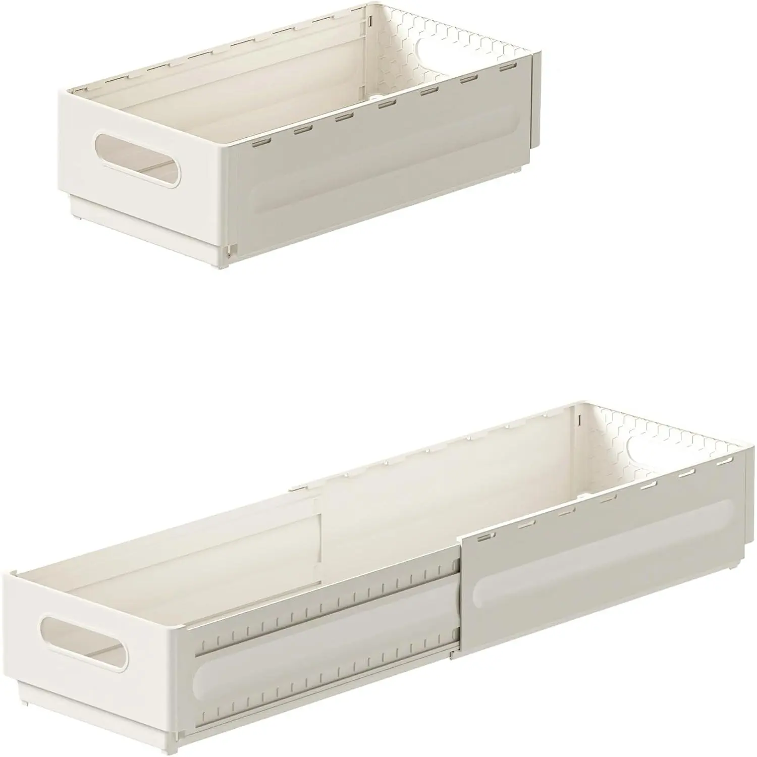 2 Pack Expandable Plastic Storage Boxes, Multi-Purpose Folding Organizer, Drawer Storage Divider For Bedroom, Kitchen And Snack Storage (m)
