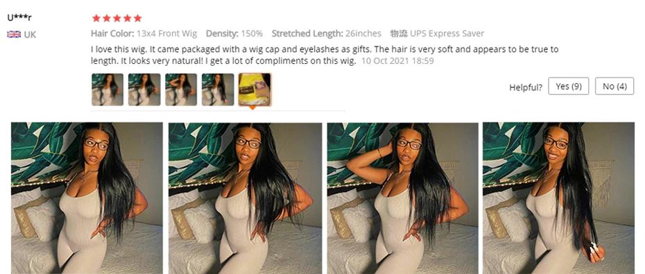 9x6 Glueless HD Lace Wig 180% Density Straight Virgin Human Hair 5x5 Closure Wig Pre-Cut Lace  Frontal Wig For Women 180% Density Natural Black No Glue Needed