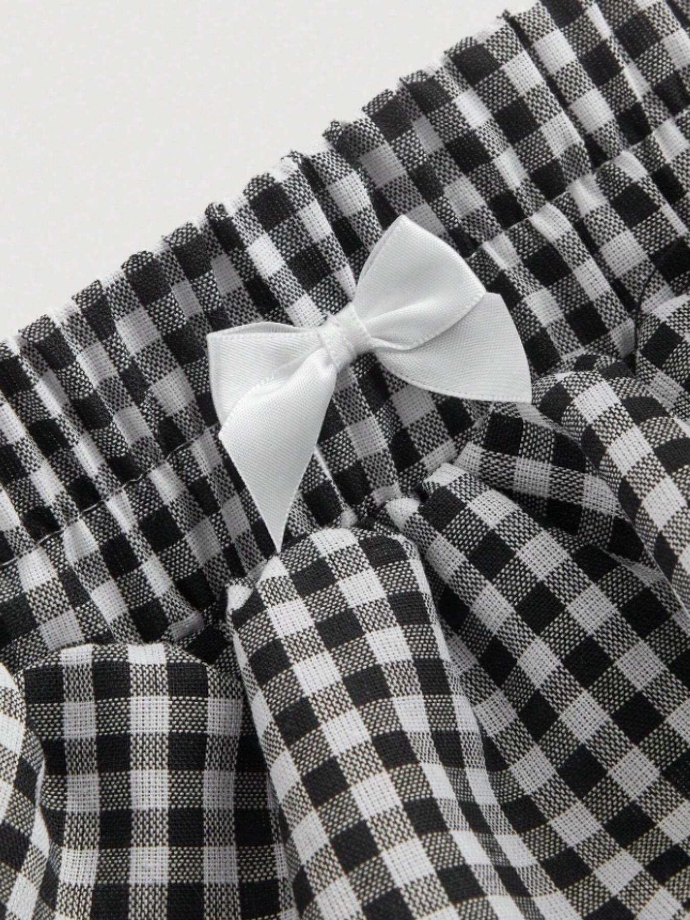 Casual Low Waist Plaid   Ruffle Hem Women's Shorts, Checkered Shorts, Women's Shorts for Summer, Perfect for School and Daily Wear