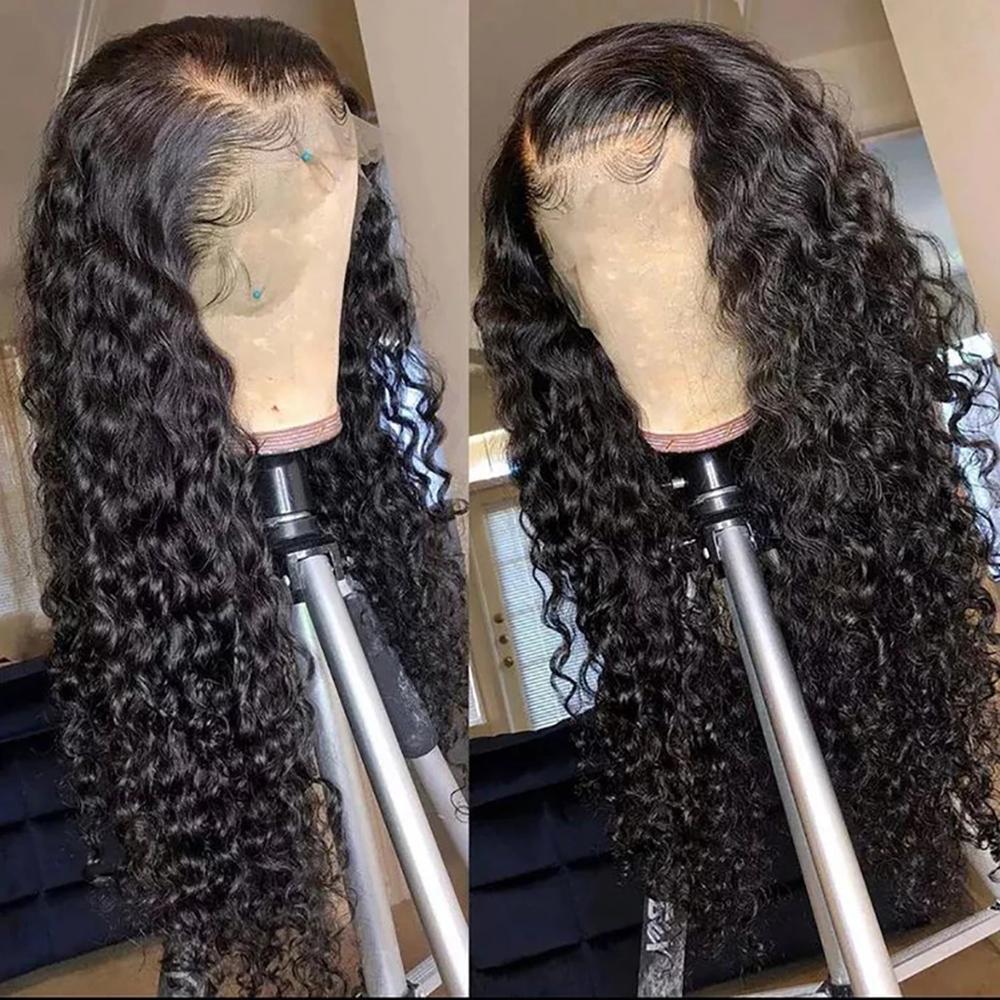 Bling hair 13x4 Deep Wave Lace Front Wigs Human Hair Pre Pluck Transparent For Black Women 180% Density Curly Wigs with Baby Hair Natural Color 28inch Bling hair 13x4 Deep Wave Lace Front Wigs Human Hair Pre Pluck Transparent For Black Women 180% Density Curly Wigs with Baby Hair Natural Color 28inch