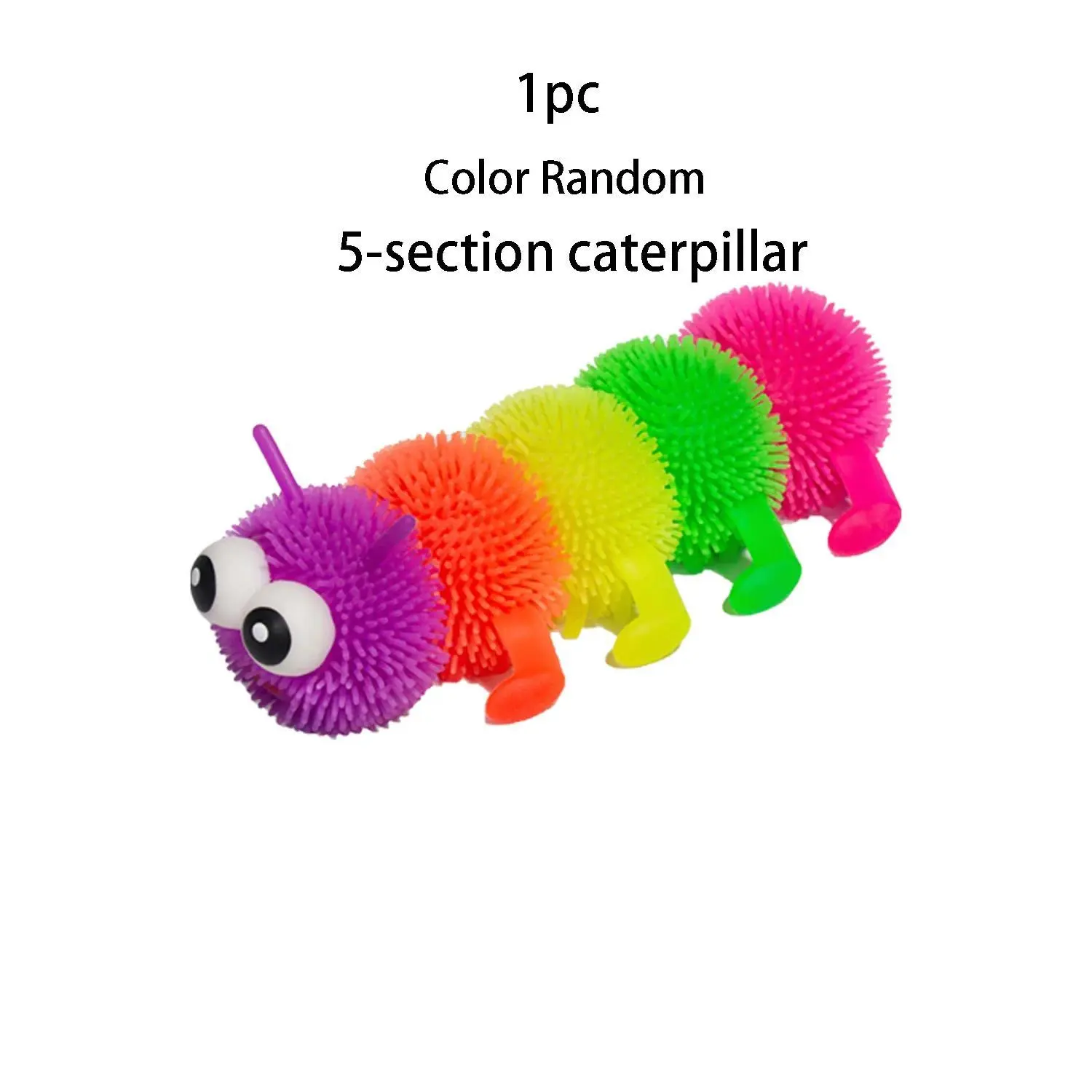 Large caterpillar pinch music mixed hair children's pinch toy decompression flash insect color random