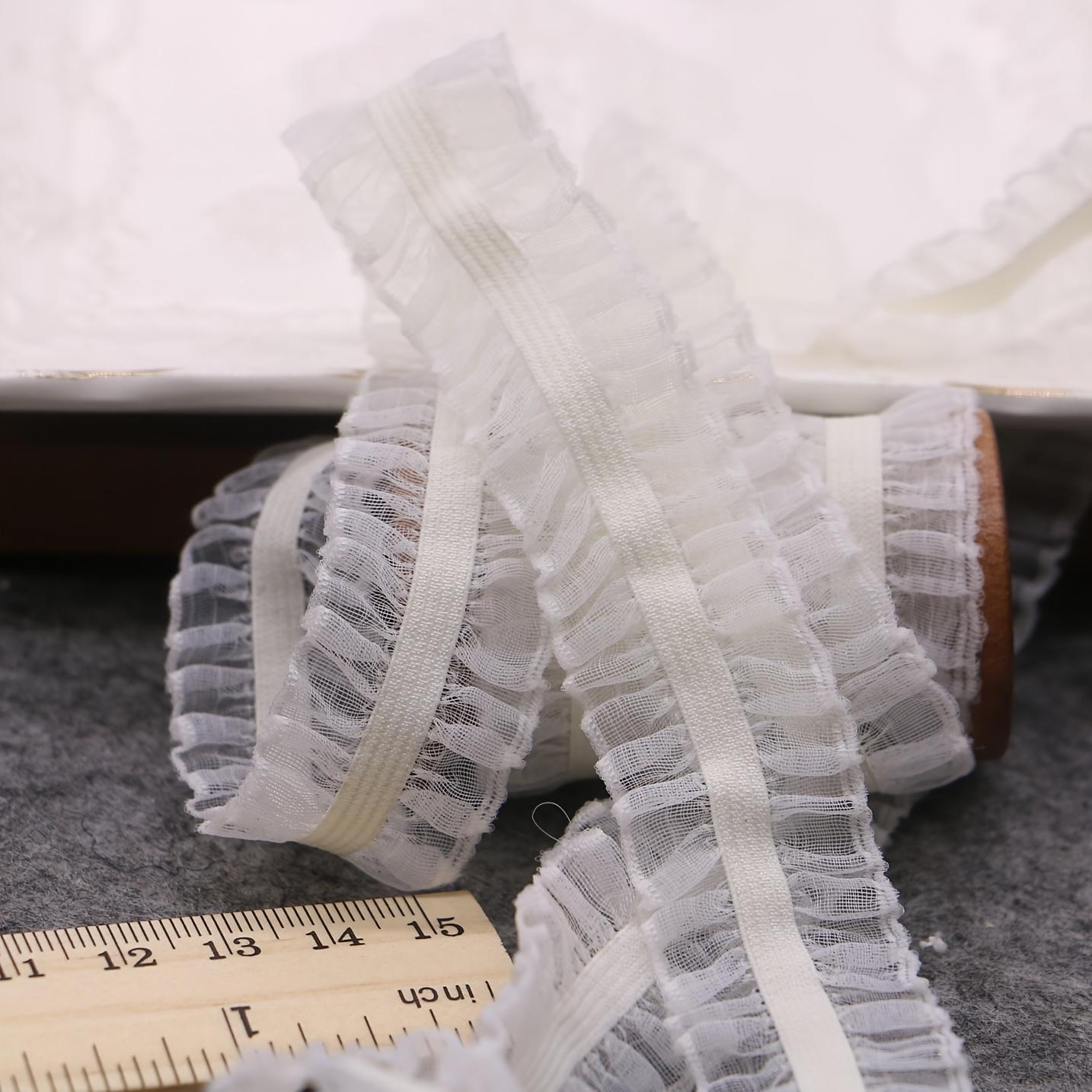 5 Yards Elastic Lace Trim, 1 Inch Ruffled Edge, Fabric Ribbon For DIY Craft, Sewing, Wedding Decor, Clothing Accessories, White/black, Diy Decorative Ribbon